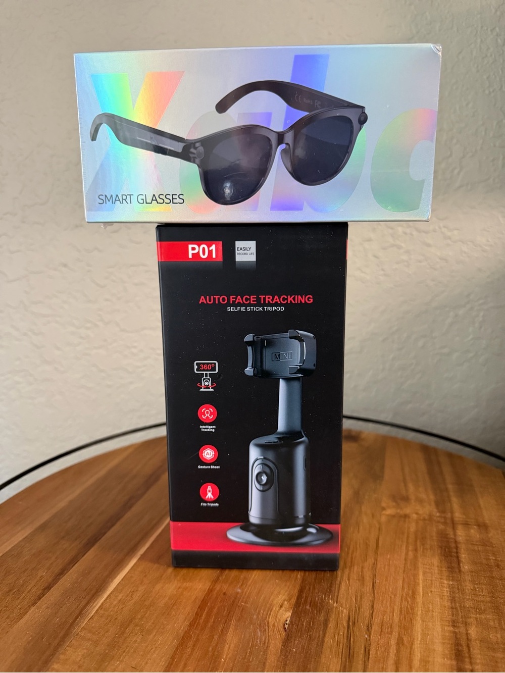 Smart glasses + P01 Auto Face Tracking Selfie Stick Tripod BUNDLE